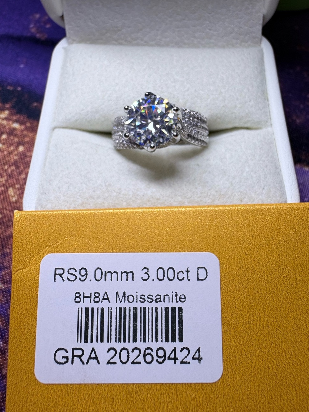 3.00ct D Moissanite Halo Engagement Ring in Silver